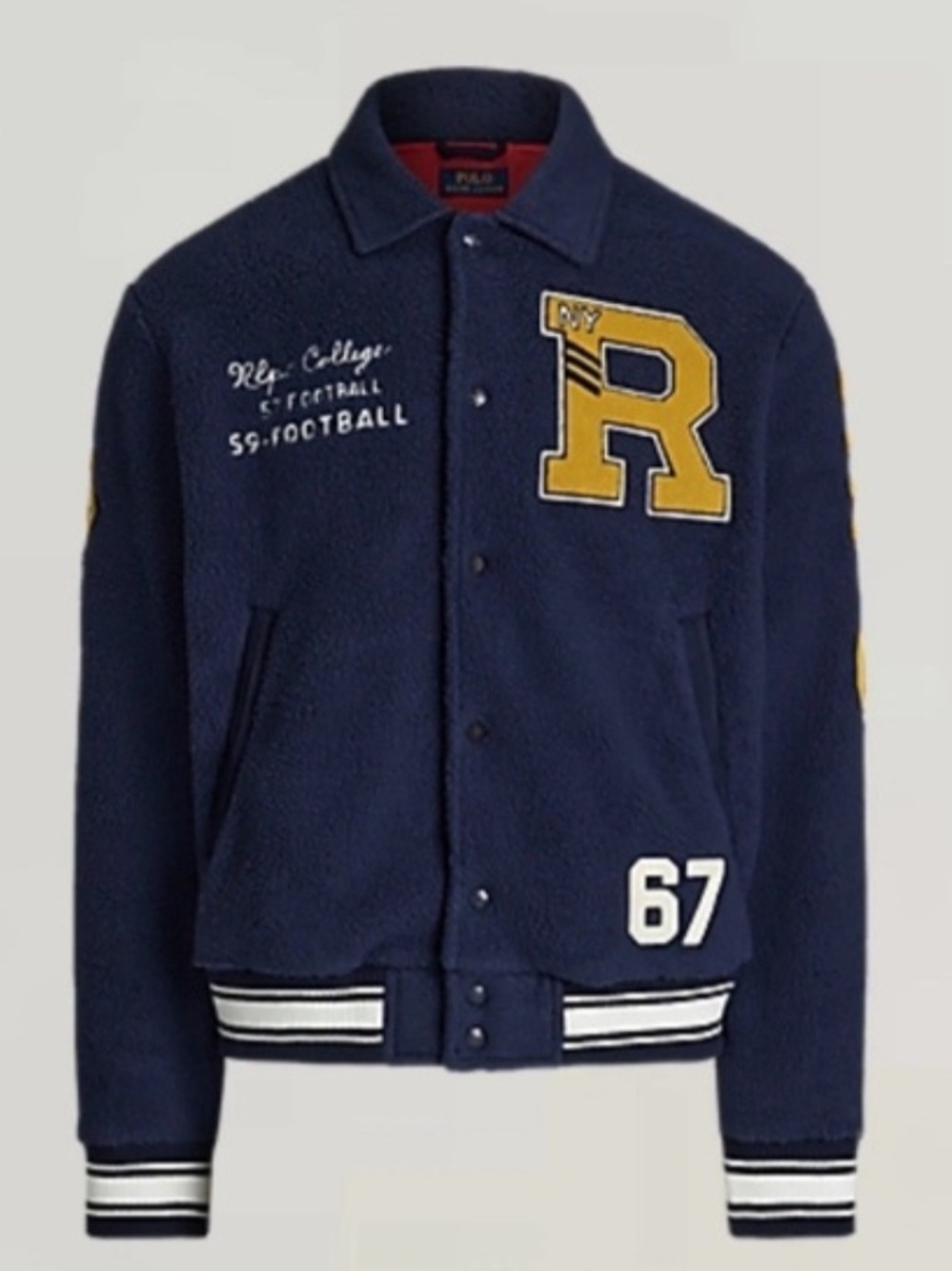 Polo by Ralph Lauren Navy Varsity Fleece Letterman Jacket